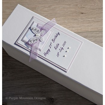 Lilac butterfly birthday bottle gift box