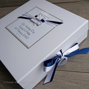 Wedding Keepsake Box - Classic blue & silver